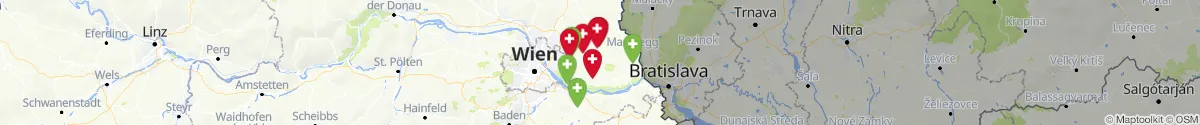 Kartenansicht für Apotheken-Notdienste in der Nähe von Obersiebenbrunn (Gänserndorf, Niederösterreich)